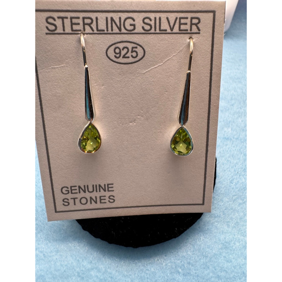 Sterling Silver Peridot Drop Earrings - Picture 1 of 7